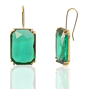 Pendientes de Cristal rect&aacute;ngulo Verde-dorado