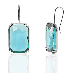 Pendientes de Cristal rect&aacute;ngulo Azul-plateado
