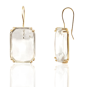 Pendientes de Cristal rect&aacute;ngulo Cristal-dorado