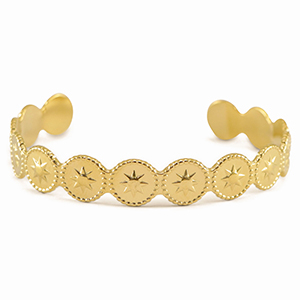 Pulseras Acero Inox bangle estrella Dorado