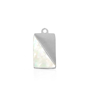 Colgantes Acero Inox concha rect&aacute;ngulo Plateado-blanco (color natural)