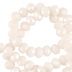 Abalorios faceteados disco 6x4mm Blanco vainilla-revestimiento pearl shine