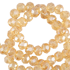 Abalorios faceteados disco 4x3mm Calendula amarillo-revestimiento pearl shine