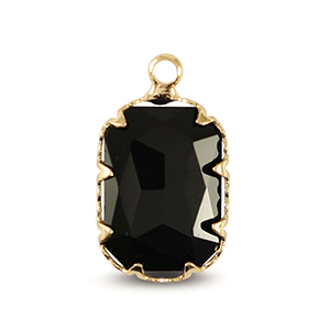 Colgantes de cristal rect&aacute;ngulo Negro jet-dorado