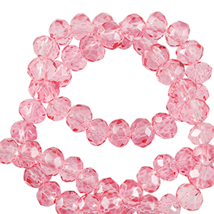 Abalorios faceteados disco 6x4mm Rosa peonia
