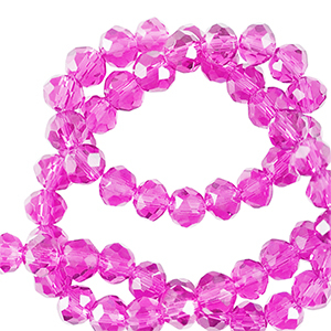 Abalorios faceteados disco 3x2mm Rosa ne&oacute;n
