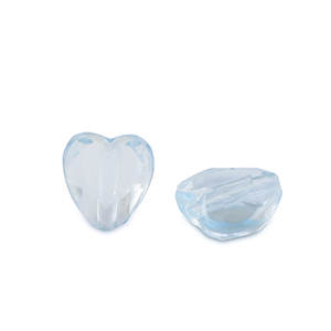 Abalorios acr&iacute;licos coraz&oacute;n Azul aquamarina transparente