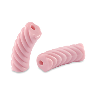 Abalorios acr&iacute;licos tubo espiral Rosa claro