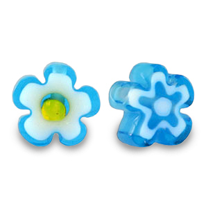Abalorios Millefiori flor Azul turqueza azure