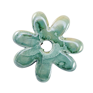 Abalorios de cer&aacute;mica griega DQ flor Verde ola del mar-marr&oacute;n
