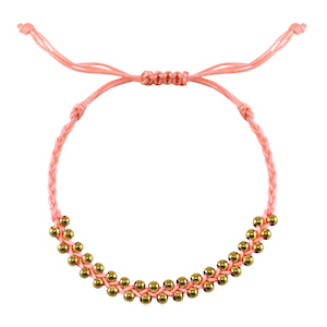 Pulseras Trendy abalorios de metal Rosa melocot&oacute;n-dorado