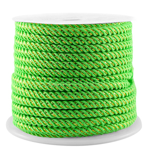 Cord&oacute;n trendy 3mm Verde ne&oacute;n-dorado