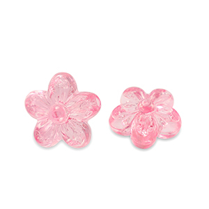 Abalorios acr&iacute;licos flor Transparente rosa