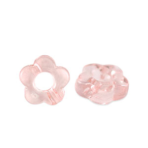 Abalorios acr&iacute;licos flor Transparente rosa salm&oacute;n