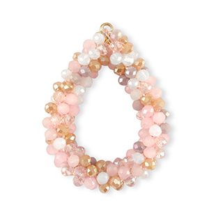 Colgantes faceteados gota Multicolor beige-rosa