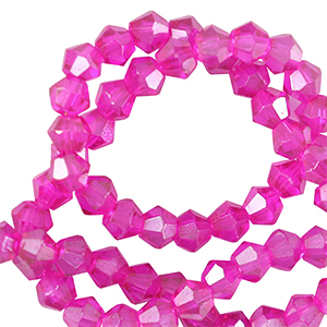 Abalorios faceteados bicono 6mm Rosa ne&oacute;n