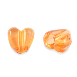 Abalorios acr&iacute;licos coraz&oacute;n Transparente naranja