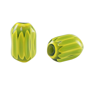 Abalorios Millefiori tubo Verde-amarillo