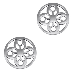 Colgantes Acero Inox entrepieza flor Plateado