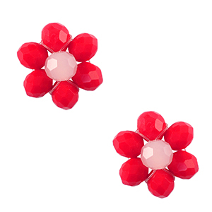 Colgantes faceteados flor Rojo-rosa