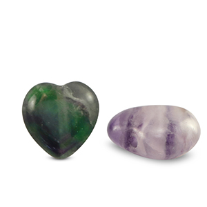 Piedras naturales Fluorite coraz&oacute;n P&uacute;rpura-verde blanco