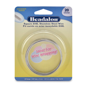 Beadalon Hilo estilo Alem&aacute;n cuadrado Calibre 20 Plateado