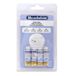 Beadalon pack de chafas tubo (0.8mm, 1.3mm, 1.5mm, 1.8mm) Dorado