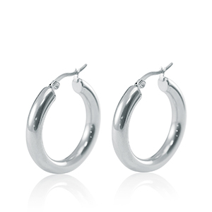 Pendientes Acero Inox criolla 30mm Plateado