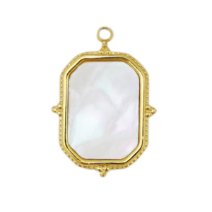 Colgantes Acero Inox concha rect&aacute;ngulo Dorado-blanco (color natural)