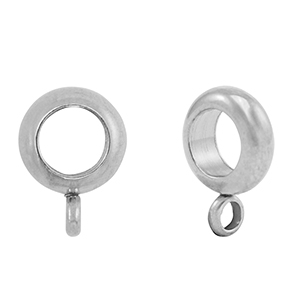 Abalorios Acero Inox disco con anilla Plateado