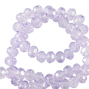Abalorios faceteados disco 6x4mm P&uacute;rpura malva claro