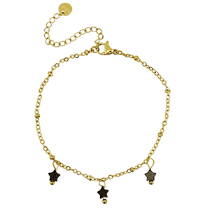 Pulseras Acero Inox estrella Dorado-negro