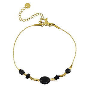 Pulseras Acero Inox estrella Dorado-negro