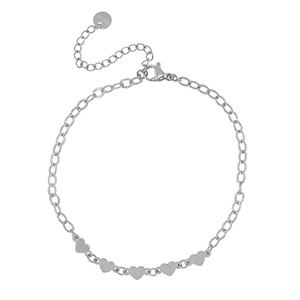Pulseras Acero Inox corazones Plateado
