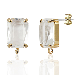 Pendientes de Cristal con anilla rect&aacute;ngulo Cristal-dorado