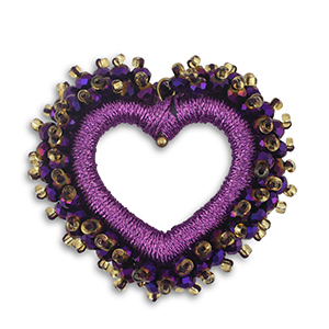 Colgantes faceteados coraz&oacute;n p&uacute;rpura uva