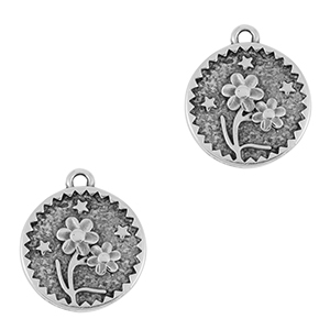 Colgantes met&aacute;licos DQ flor Plata vieja (sin n&iacute;quel)