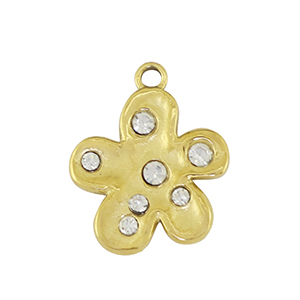 Colgantes Acero Inox flor Dorado /