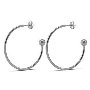 Pendientes Acero Inox 38mm Plateado
