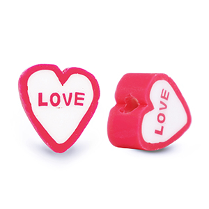 Abalorios de pol&iacute;meros ''Love'' Rojo-Blanco