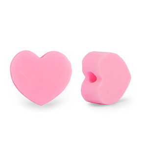 Abalorios de pol&iacute;meros coraz&oacute;n Rosa