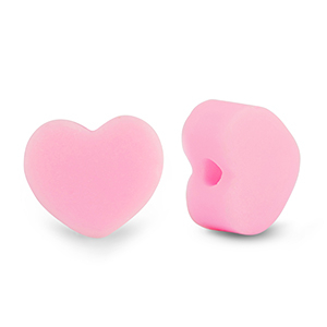 Abalorios de pol&iacute;meros coraz&oacute;n Rosa claro