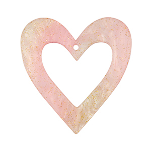 Colgantes de resina coraz&oacute;n Rosa claro