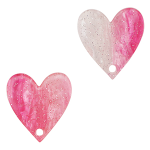 Colgantes de resina coraz&oacute;n Rosa