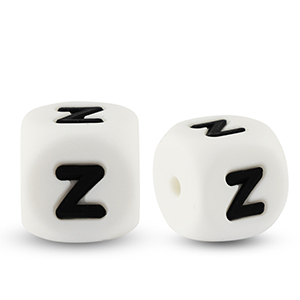 Abalorios letras de silicona Z Blanco-negro