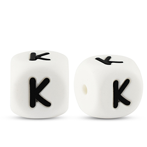 Abalorios letras de silicona K Blanco-negro