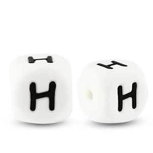 Abalorios letras de silicona H Blanco-negro