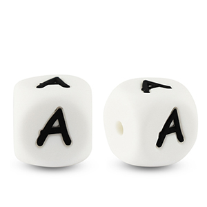 Abalorios letras de silicona A Blanco-negro