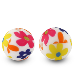 Abalorios de silicona 15mm flor Multicolor