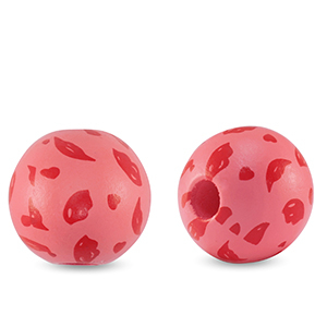 Abalorios de madera redondos 16mm labio Rosa magenta